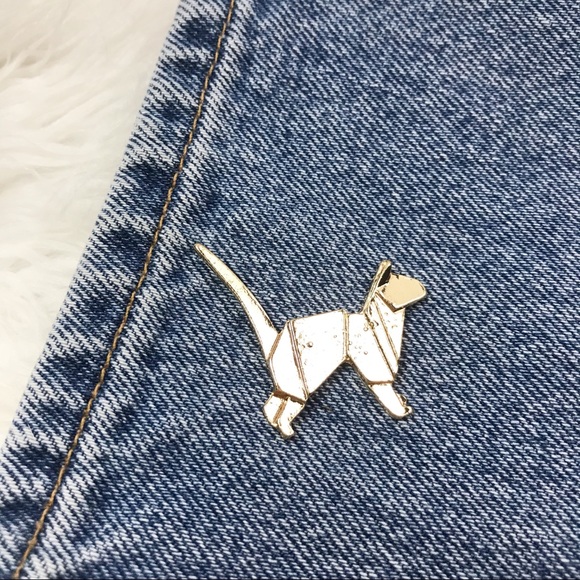 Accessories - 🍩Gold Origami Cat Pin Brooch Jacket Decoration